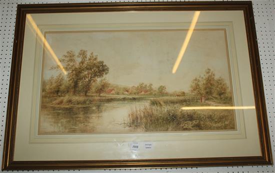 Henry John Kinnaird (fl.1880-1920), watercolour, River scene, signed(-)